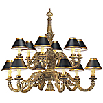 C173-WCH 06 By Artdemexico - Wood Lighting Collection Collection Arte Black/Gold trim Finish Carved Wood Chandelier